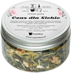 Cup&You HERBATA ZIELONA PREMIUM 50G "CZAS DLA SIEBIE" - UPOMINEK PREZENT NA DZIEŃ MATKI URODZINY DLA MAMY TEŚCIOWEJ - HERBATA SYPANA LIŚCIASTA