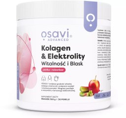 Osavi Osavi - Kolagen & Elektrolity Witalność i Blask, Jabłko - Rabarbar, Proszek, 300g