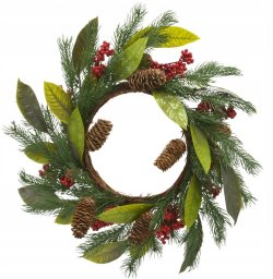 Dekoracja świąteczna SASKA CHRISTMAS Wianek Dekoracyjny Świąteczny PU Zdobiony 43 cm