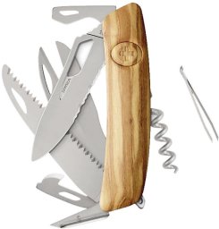 Swiza Swiza SH09TR AM SAW & SCISSORS WAVY EDGE Wood Olive (KST.0136.6310)