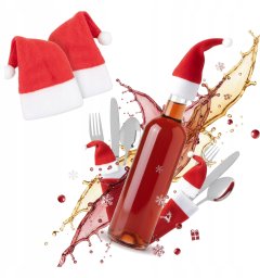 Dekoracja świąteczna Christmas Gifts 5X CZAPKA MIKOŁAJA NA BUTELKĘ Czapeczki Świąteczne Na NALEWKI LIKIER WINO