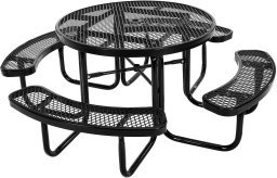 vidaXL Stół piknikowy okrągły 117 cm  - stal malowana z otworem na parasol