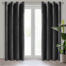 Vipro Group Zasłona gotowa MELANIE 140x260 czarna matowa welwet przelotki