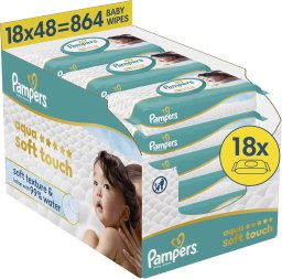 Pampers Chusteczki nawilżane Aqua Soft Touch 18x48 szt. Plastic Free
