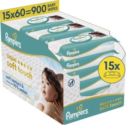 Pampers Chusteczki nawilżane Aqua Soft Touch 15x60 szt. Plastic Free