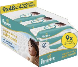 Pampers Chusteczki nawilżane Aqua Soft Touch 9x48 szt. Plastic Free