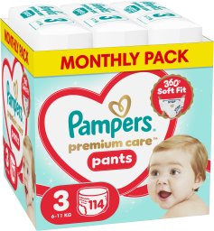 Pampers Pieluchomajtki Premium Care 3 6-11 kg, 114 szt.