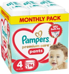Pampers Pieluchomajtki Premium Care 4 9-15 kg, 94 szt.