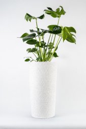 Adoni Doniczka bawełniana biała z wkładem 32x57 cm – ręcznie robiona (adoni-ba-wht-57)
