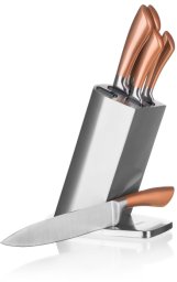 Banquet Zestaw 5 noży kuchennych w stojaku Copper