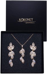 KOKONET Zestaw ślubny kolczyki + naszyjnik Elegancka biżuteria w pudełku ślub