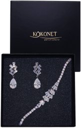 KOKONET Komplet pasującej biżuterii na wyjątkowe ślub Prezent srebro glamour