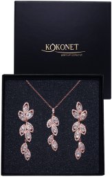 KOKONET Zestaw biżuterii rose listki Płatki delikatna błyszcząca lekka Biżuteria