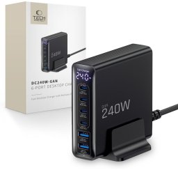 Ładowarka Tech-Protect TECH-PROTECT DC240W-GAN 6-PORT DESKTOP CHARGER PD 240W / QC3.0 BLACK
