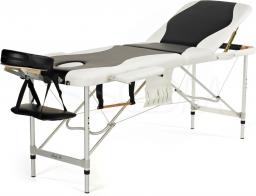Bodyfit Łóżko do masażu 3 segmentowe aluminiowe czarno-białe (1038)
