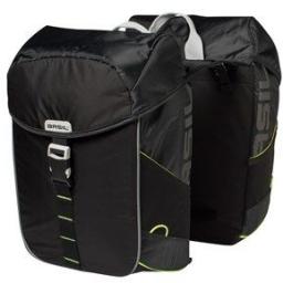 Basil Sakwa turystyczna podwójna MILES DOUBLE BAG 32L, mocowanie na paski, wodoodporny poliester, czarna (NEW) - BAS-17751