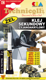 Technicqll Klej sekundowy cyjanoakrylowy żel 2g C-297