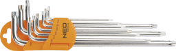 Neo Zestaw kluczy trzpieniowych torx typ L T10-T50 z otworem 9szt. (09-526)