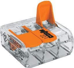 Wago Złączka uniwersalna 3x4mm2 przezroczysto pomarańczowa z dźwigniami 1szt (221-413)