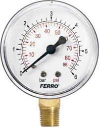 Ferro Manometr 63mm 1/4" 0-6bar radialny boczny - M6306R