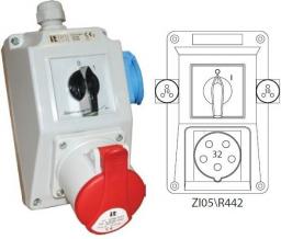 Spamel Zestaw instalacyjny z gniazdem 32A 5P+2x2P+Z 0-1 czerwony (ZI05R442)