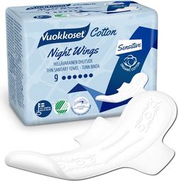 Vuokkoset , COTTON, Podpaski ze Skrzydełkami na Noc Sensitive, 9 szt. - VUK5253