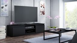 Topeshop Szafka RTV 140cm czarna (RTV140 CZAR)
