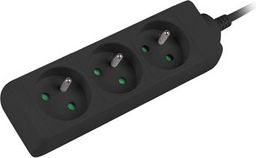 Lanberg 3m, czarna, 3 gniazda, kabel wykonany z pełnej miedzi-PS0-03E-0300-BK