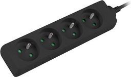Lanberg 1.5m, czarna, 4 gniazda, kabel wykonany z pełnej miedzi -PS0-04E-0150-BK