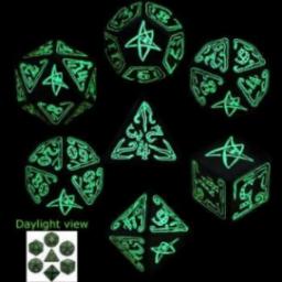Q-Workshop Komplet Kości "Zew Cthulhu" - Czarno-fosforyzujący