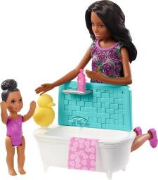 Lalka Barbie Mattel Skipper: Klub opiekunek - Opiekunka z wanną (FHY97/FXH06)