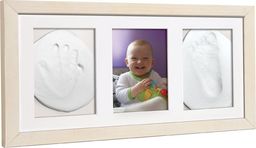 Baby HandPrint potrójna ramka z glinką biała