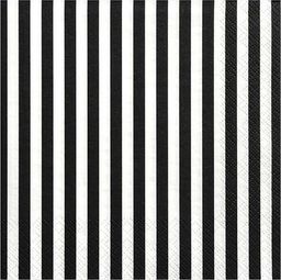 Party Deco Serwetki papierowe, czarne paski, 33x33 cm., 20 szt. uniwersalny