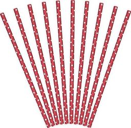 Party Deco Słomki papierowe do picia w kropki, czerwone, 19,5cm, 10 szt. uniwersalny