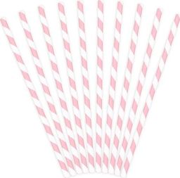 Party Deco Słomki papierowe do picia w paski, jasnoróżowe, 19,5cm, 10 szt. uniwersalny