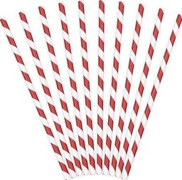Party Deco Słomki papierowe do picia w paski, czerwone, 19,5cm, 10 szt. uniwersalny
