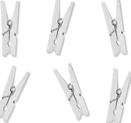 Party Deco Klamerki drewniane mini, białe, 3 cm, 20 szt.