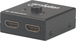 Manhattan 2-Portowy Dwukierunkowy Przełącznik HDMI 2x1 lub 1x2 4K*30Hz (207850)