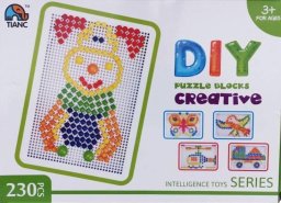 CABOTOYS Kolorowa Układanka Pinezki Mozaika Kreatywna 230el