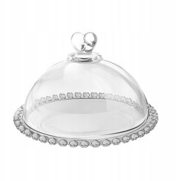 Altom Patera szklana z kloszem okrągła elegancka serca Love 19,5cm 1szt