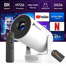 Projektor Reagle RZUTNIK MINI PROJEKTOR LED ANDROID 14 PRZENOŚNY 4K SMART TV WIFI MODEL 2026 REAGLE