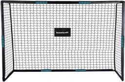 Bauerkraft Duża metalowa bramka piłkarska z siatką treningową do gry w piłkę nożną 300x200x120 cm czarno-niebieska