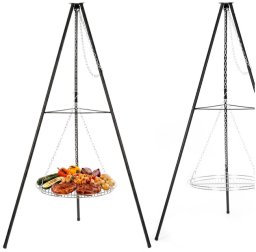 Springos Grill ogrodowy wiszący na stojaku z regulacją wysokości ruszt 50 cm Uniwersalny