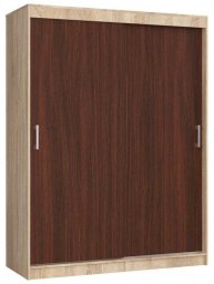 Elior Szafa przesuwna do sypialni, NOTTE, 150x60x200 cm, dąb sonoma, wenge, mat