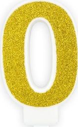 Świeczka urodzinowa, cyferka 0, złota brokatowa, 7 cm. uniwersalny