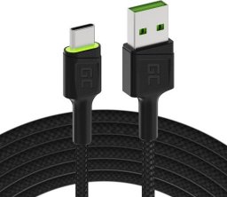 Kabel USB Green Cell USB-A - USB-C 1.2 m Czarny (KABGC06)