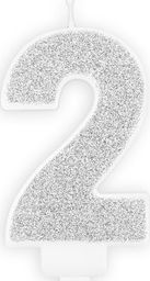 Party Deco Świeczka urodzinowa cyfra "2" srebrna