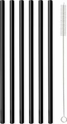 Vialli Design SŁOMKI SZKLANE CZARNE 20cm ZESTAW 6 SZTUK ZE SZCZOTECZKĄ 26599 VIALLI DESIGN