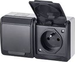 Elektro-Plast Hermes Gniazdo hermetyczne podwójne z/u 16A IP44 antracyt GNT 0322-07
