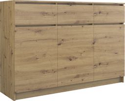 Topeshop KOMODA SZAFKA 3D3S 120CM DĄB ARTISAN DRZWI SZUFLADY